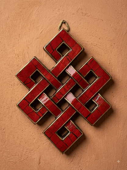 Handmade Buddhist Coral Inlay Endless Knot Door & Wall Hanging – Nepal