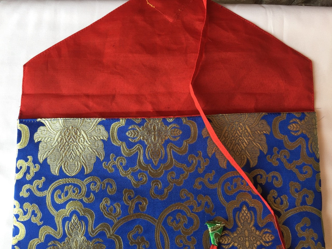 Tibetan buddhist blue lotus design silk brocade dharma text cover /book cover/laptop cover/ A/4 size