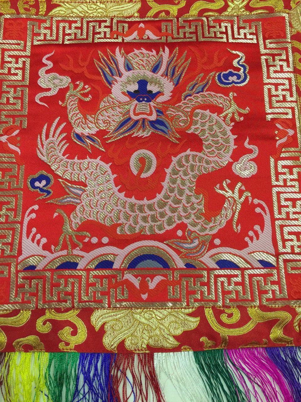 Tibetan buddhist red protector dragon wall hanging / banner / thangka