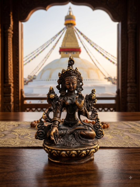 Nepalese buddhist handmade small white tara/ dolma statue
