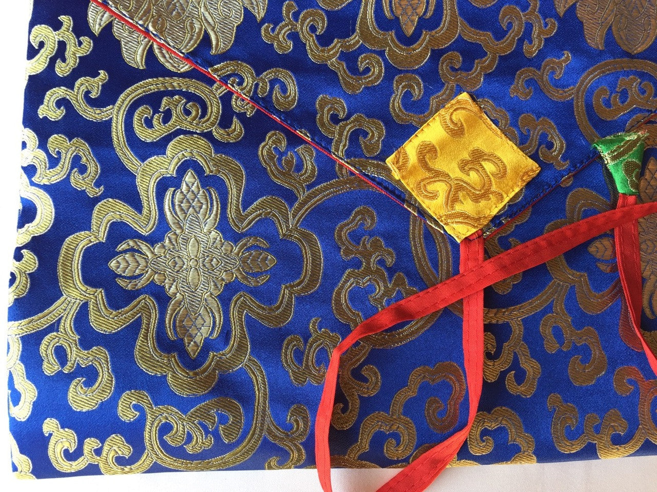 Tibetan buddhist blue lotus design silk brocade dharma text cover /book cover/laptop cover/ A/4 size