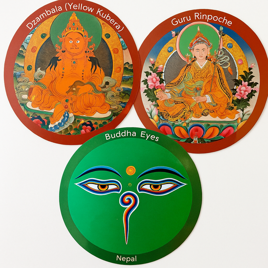 Tibetan buddhist ritual different deities and mandala fridge magnets / from Nepal