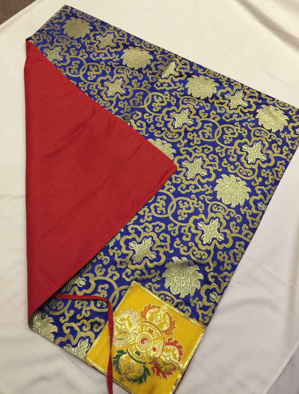 Tibetan Buddhist Blue lotus design Silk Brocade Book Wrapper/sutra/text Cover