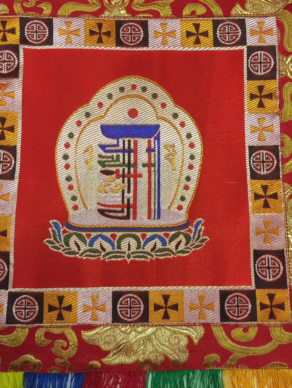 Tibetan buddhist red kalachakra wall hanging / banner