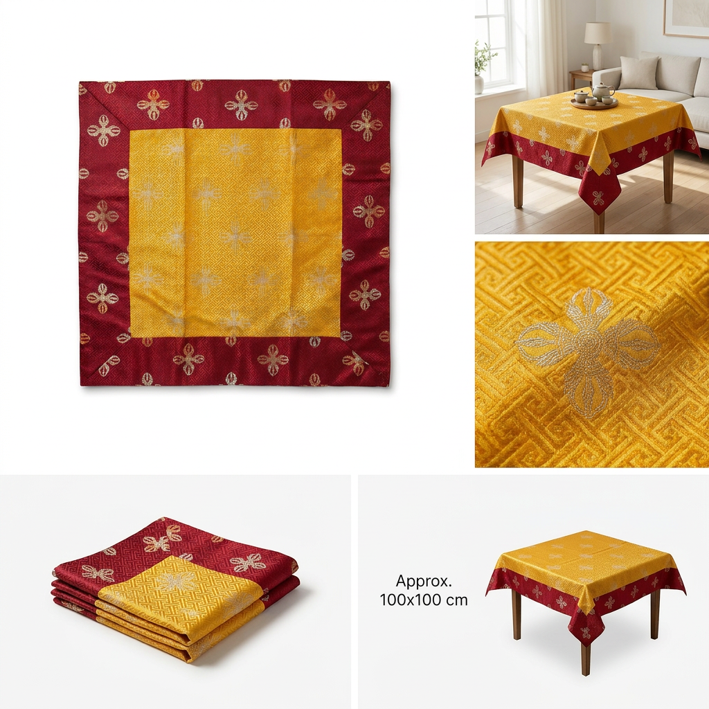 Tibetan Buddhist silk brocade dorje design square table cover/altar cloth/shrine cover