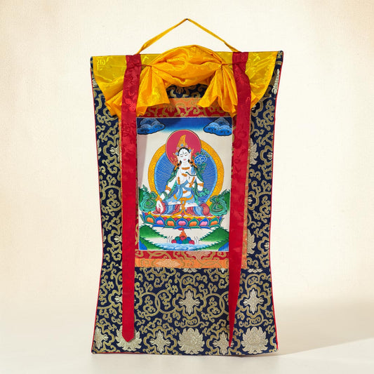 Tibetan Buddhist hand painted white tara thangka / white tara thangka painting