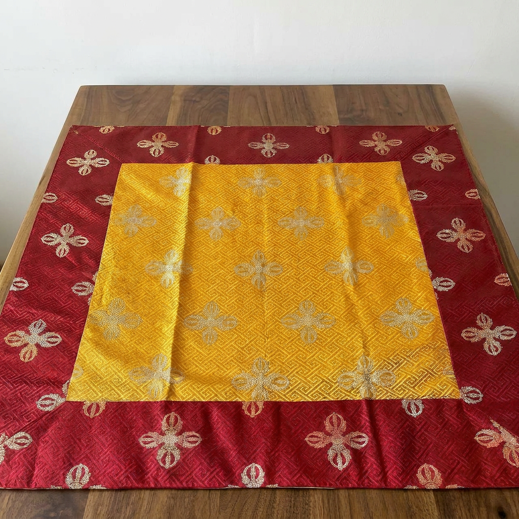 Tibetan Buddhist silk brocade dorje design square table cover/altar cloth/shrine cover