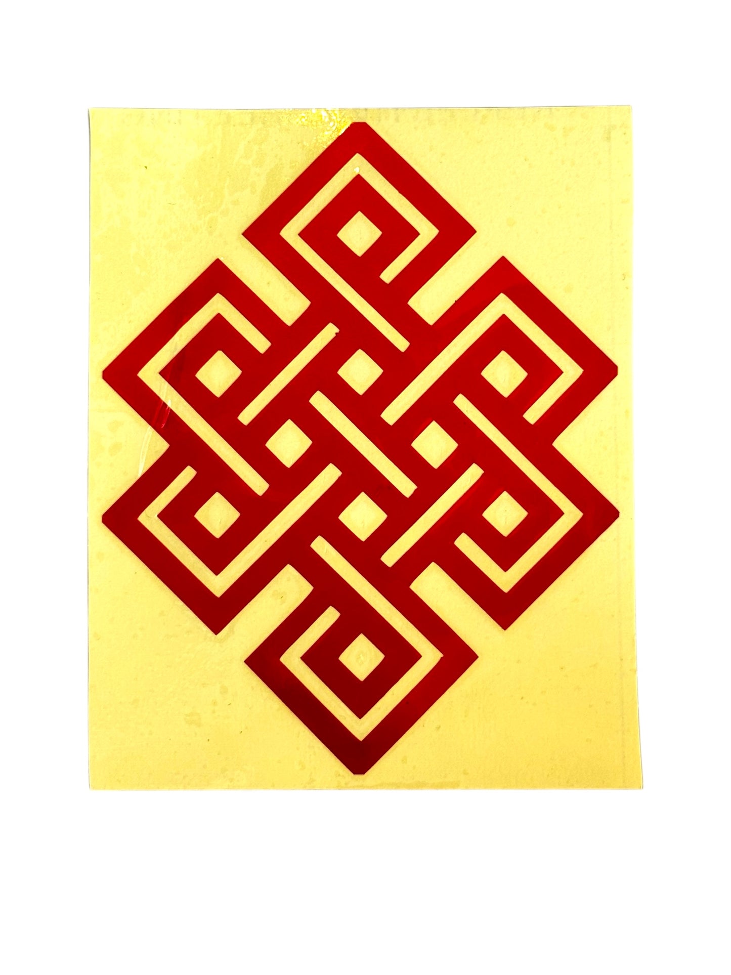 Buddhist endless knot symbol light reflector sticker for car /red colour/ made in nepal