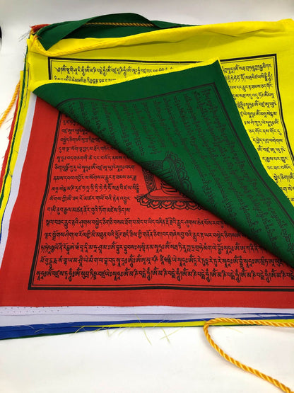 Drapeau de prière bouddhiste tibétain avec mantra Kalachakra/Lungta/25 feuilles/grande taille 