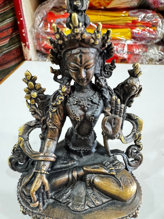 Nepalese buddhist handmade small white tara/ dolma statue