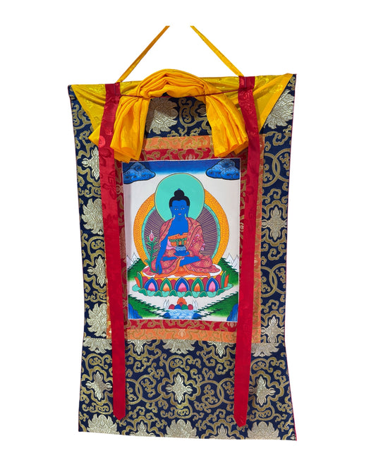Tibetan buddhist medicine buddha hand painted thangka / medicine buddha thangka painting