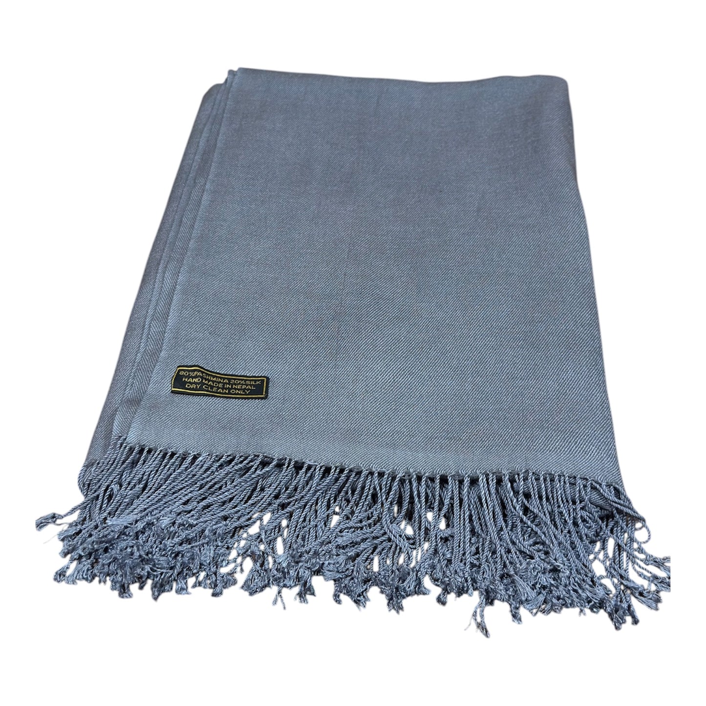 Tibetan buddhist Large handmade pashmina and silk gray / grey colour meditation shawl / monk shawl