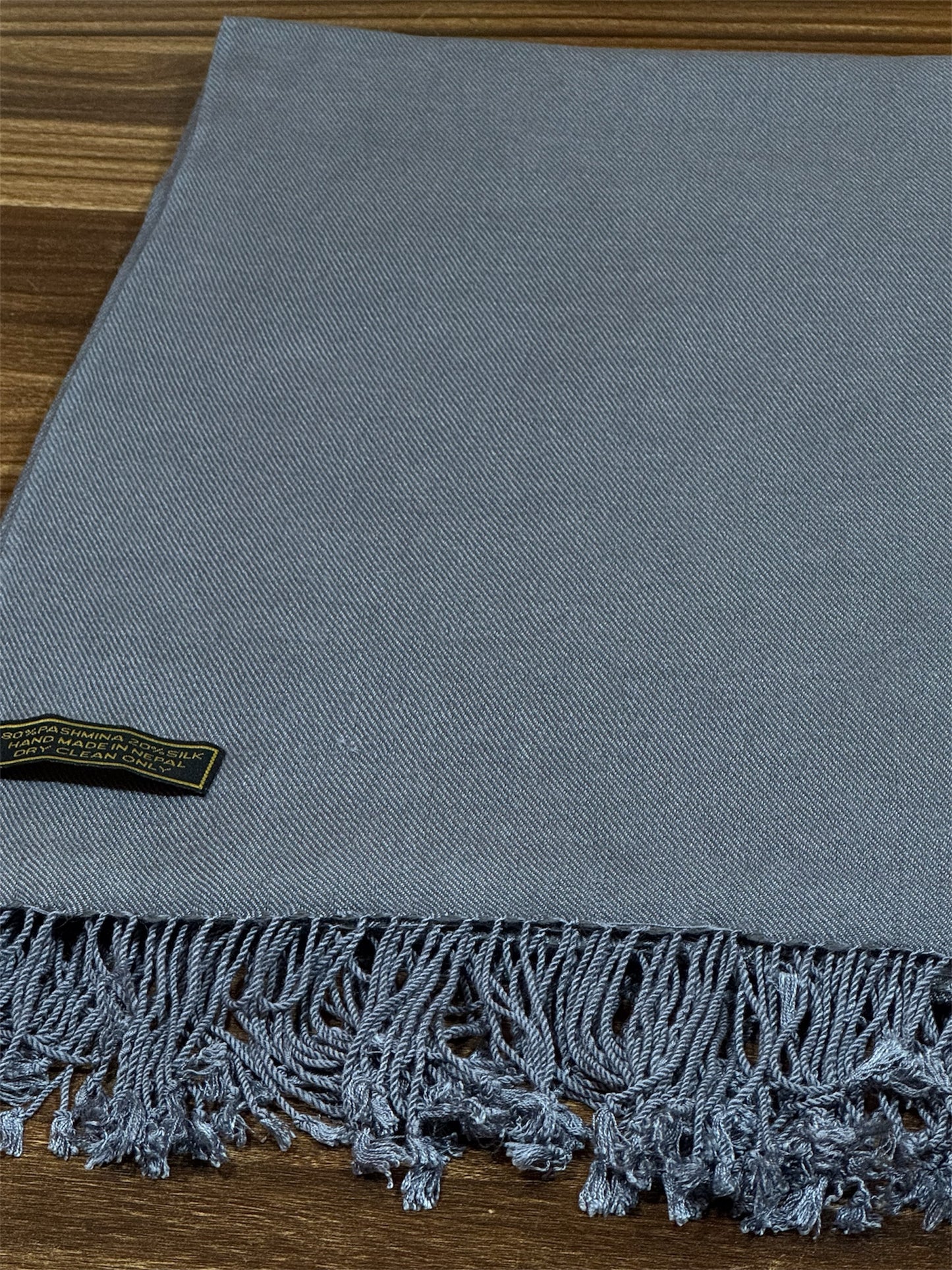 Tibetan buddhist Large handmade pashmina and silk gray / grey colour meditation shawl / monk shawl