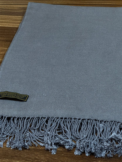 Tibetan buddhist Large handmade pashmina and silk gray / grey colour meditation shawl / monk shawl