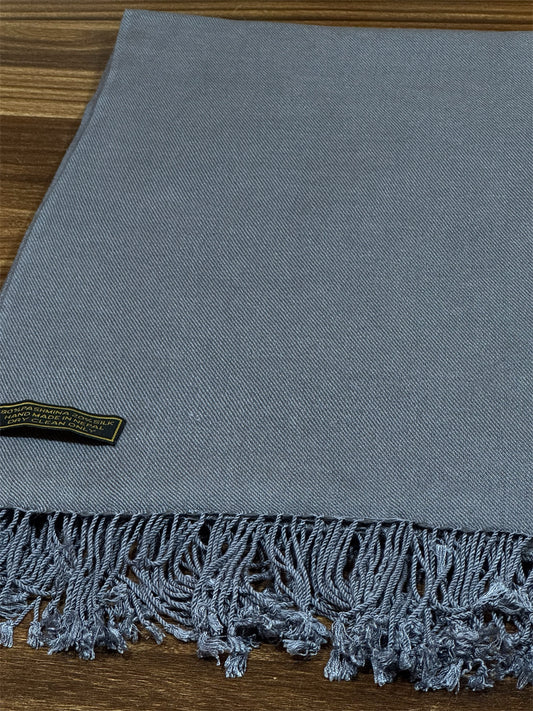 Tibetan buddhist Large handmade pashmina and silk gray / grey colour meditation shawl / monk shawl