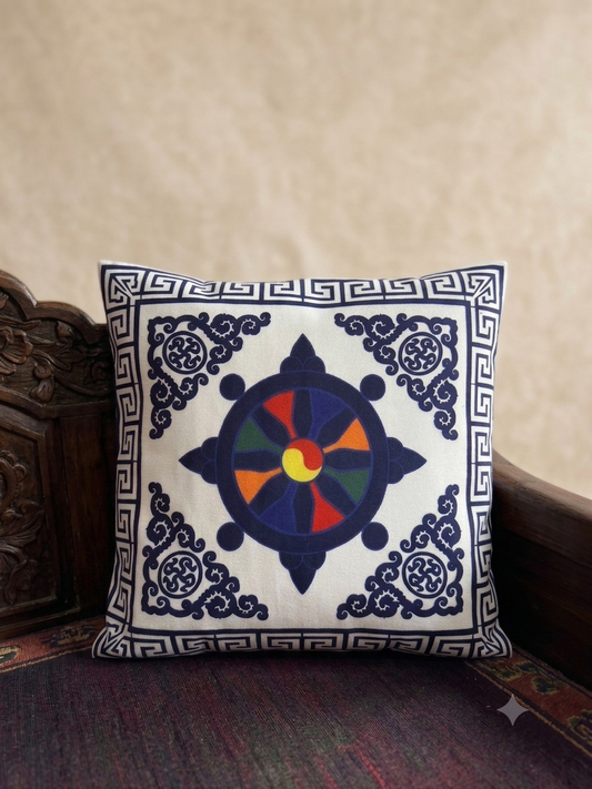 Tibetan Wheel of Life Velvet Cushion Cover