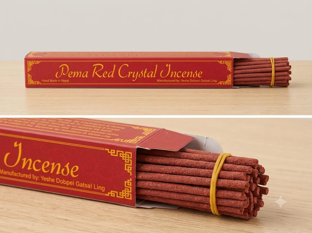 Pema Red Crystal Handmade Tibetan Incense Sticks – handmade in Nepal