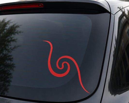 Tibetan buddhist Kagyu monlam logo light reflector sticker for car / red colour / made in nepal