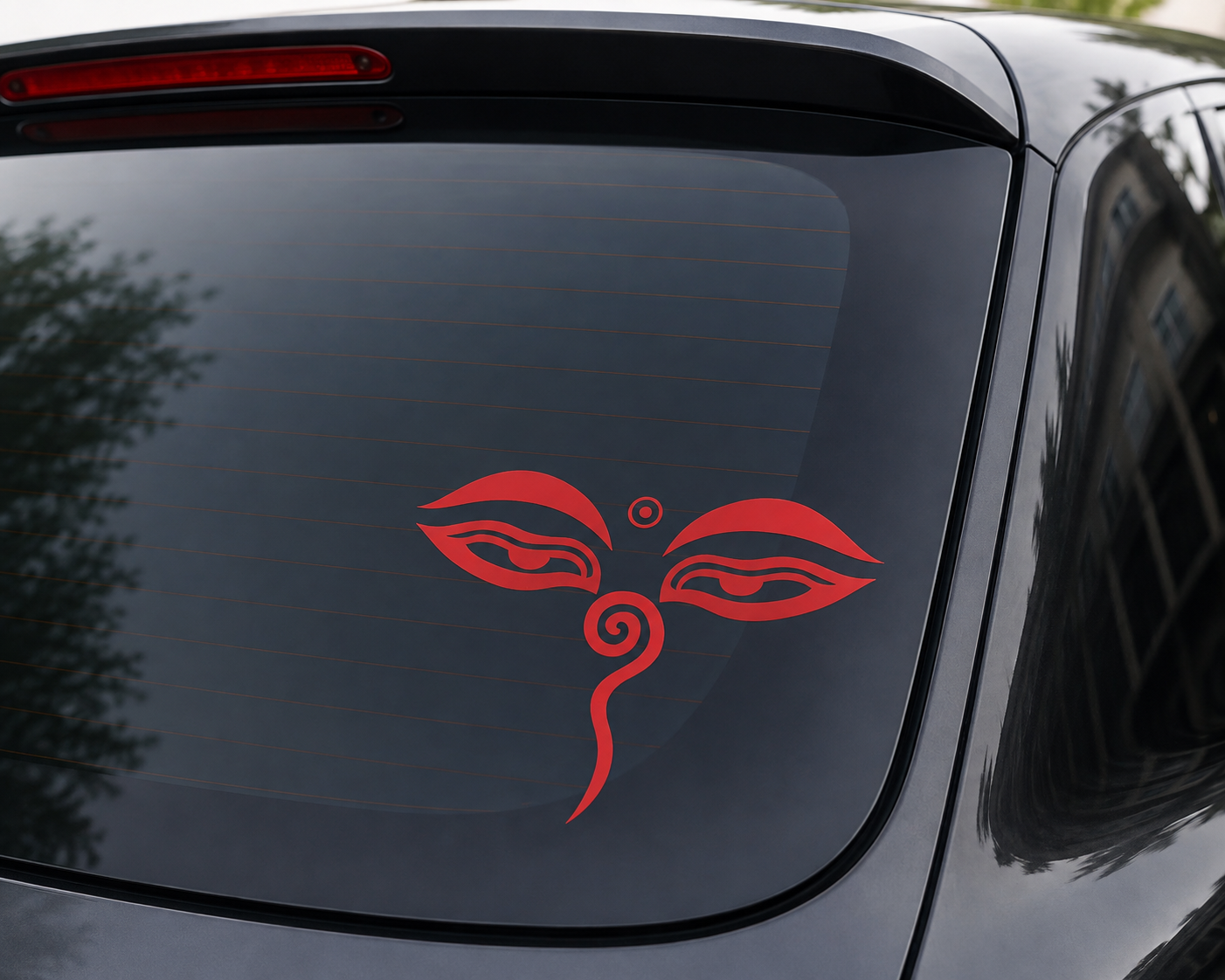 Buddha eyes light reflector sticker for car/ red colour/made in nepal