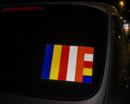 Buddhist Flag Light Reflector Sticker for Car – Made in Nepal