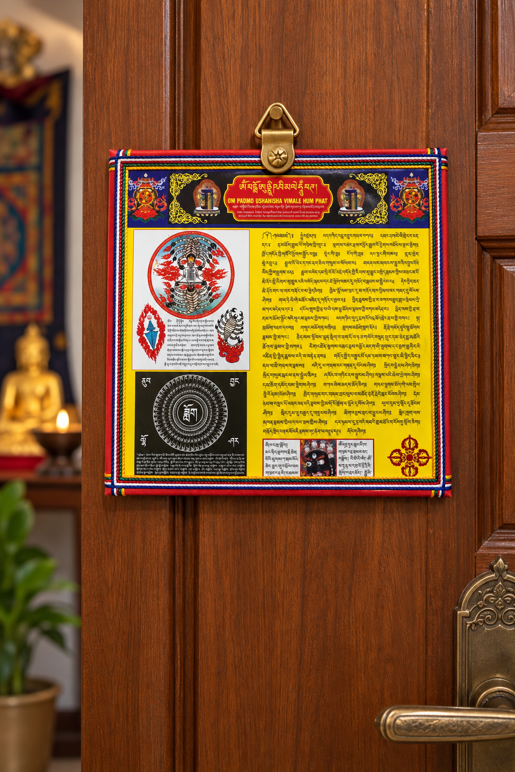 Tibetan Buddhist Mikha Khorlo Protective Amulet with Sacred Mantras – Handmade Tibetan Wall Hanging /door hanging / made in nepal