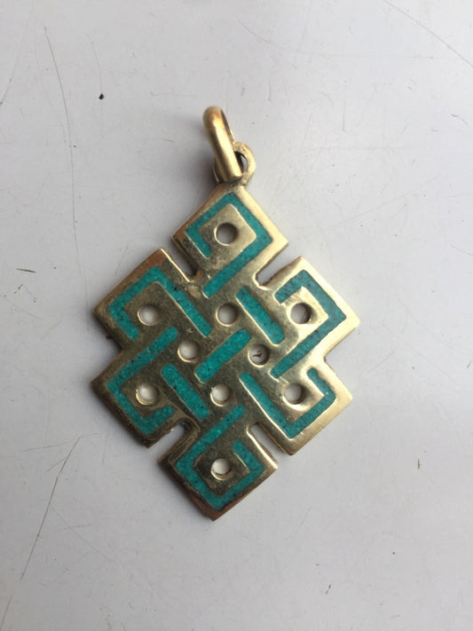 Tibetan Handmade Endless Knot Turquoise Pendant