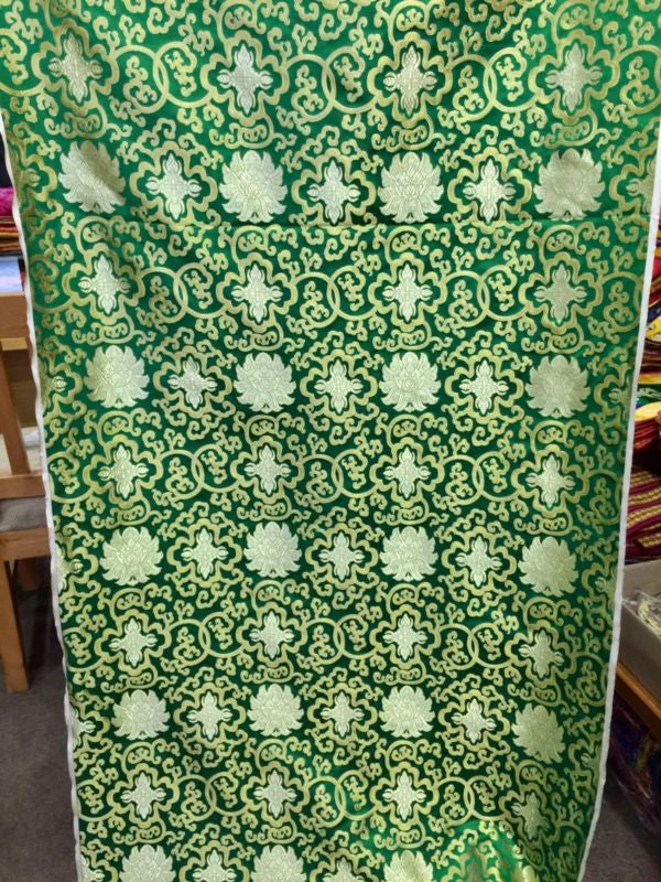 Tibetan green lotus design silk brocade / silk fabrics