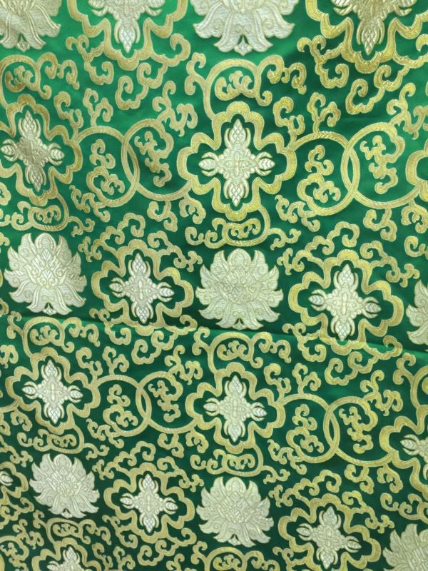 Tibetan green lotus design silk brocade / silk fabrics