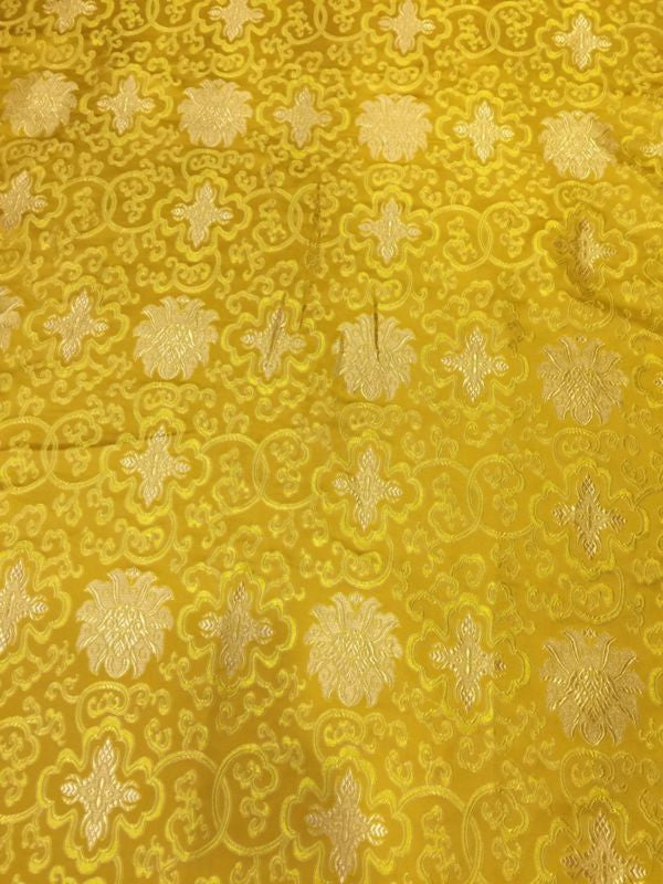 Tibetan yellow lotus design silk brocade / silk fabrics