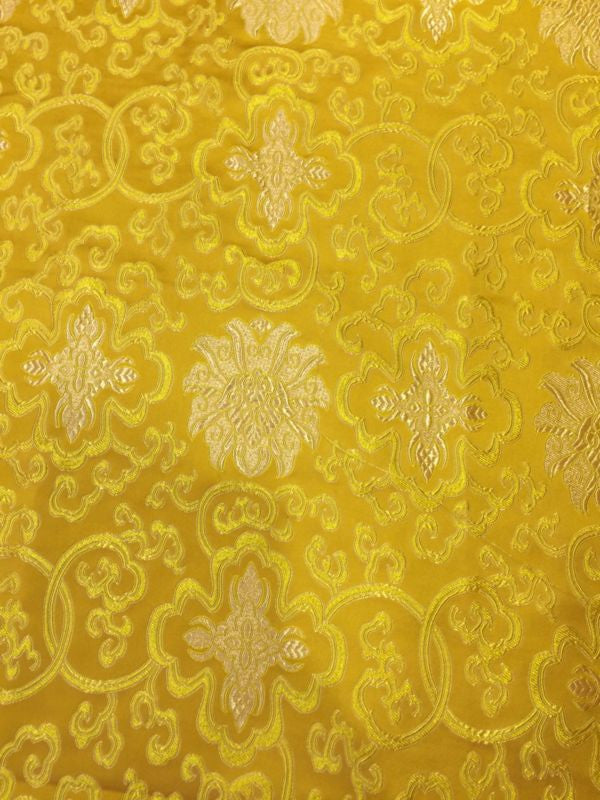 Tibetan yellow lotus design silk brocade / silk fabrics