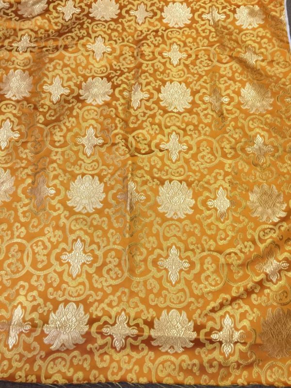 Tibetan buddhist orange lotus design silk brocade / silk fabrics