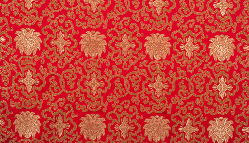 Tibetan buddhist red lotus design silk brocade / silk fabrics