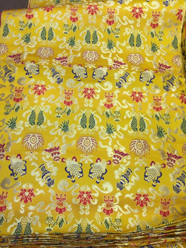 Tibetan auspicious symbol yellow silk brocade / silk fabrics