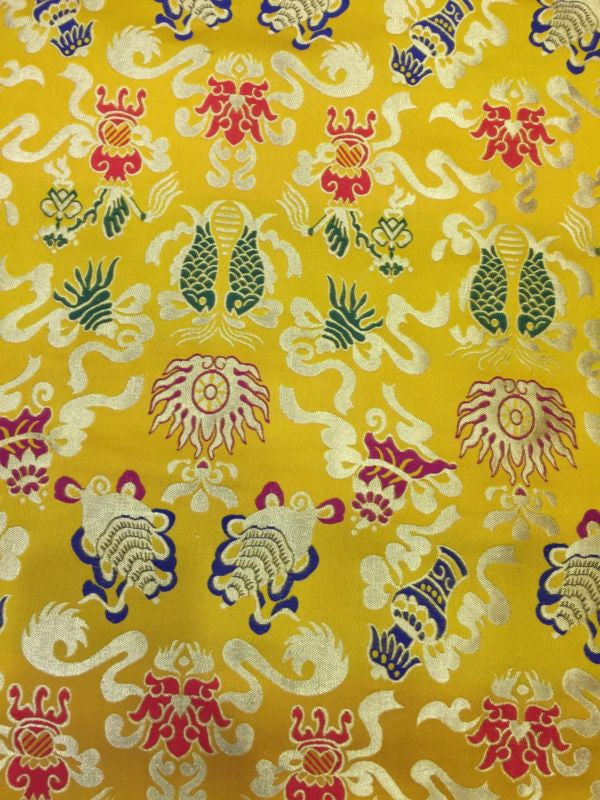 Tibetan auspicious symbol yellow silk brocade / silk fabrics