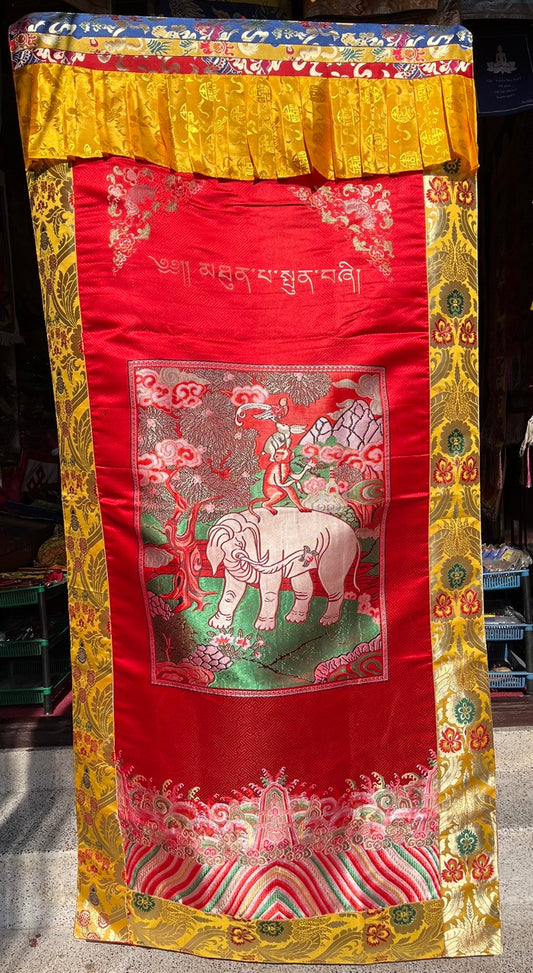 Tibetan Buddhist Silk brocade four harmonious  friends / animals door hanging / Door Curtain / Door cover