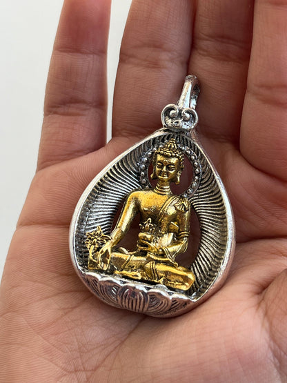 Bouddha de médecine bouddhiste tibétain / Pendentif / Médaillon / Amulette / Fait main au Népal