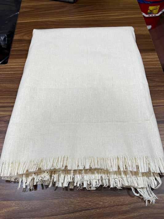 Tibetan White Raw Silk Meditation Shawl /ngakpa / Buray/ Large Size