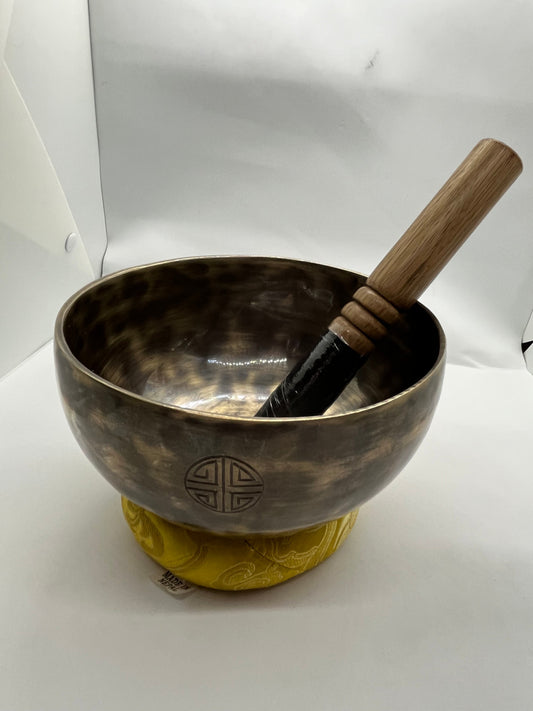 Tibetan Buddhist handmade 8 metals full moon healing singing bowl