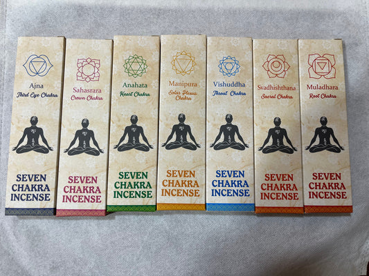 Tibetan buddhist 7 / seven chakra incense sticks / set of 7 boxes