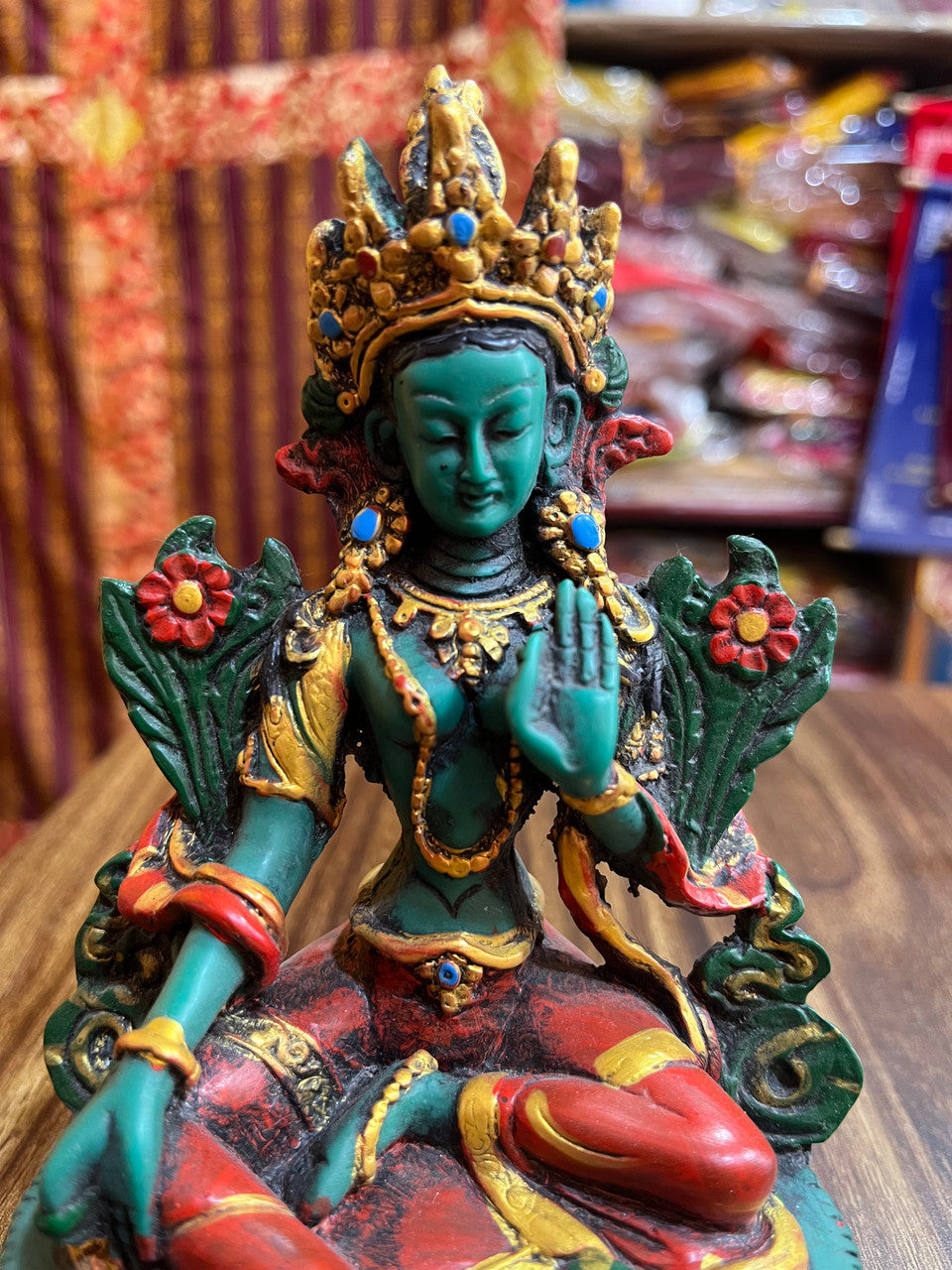 Tibetan buddhist green tara cold cast resin hand painted Statue / dolma