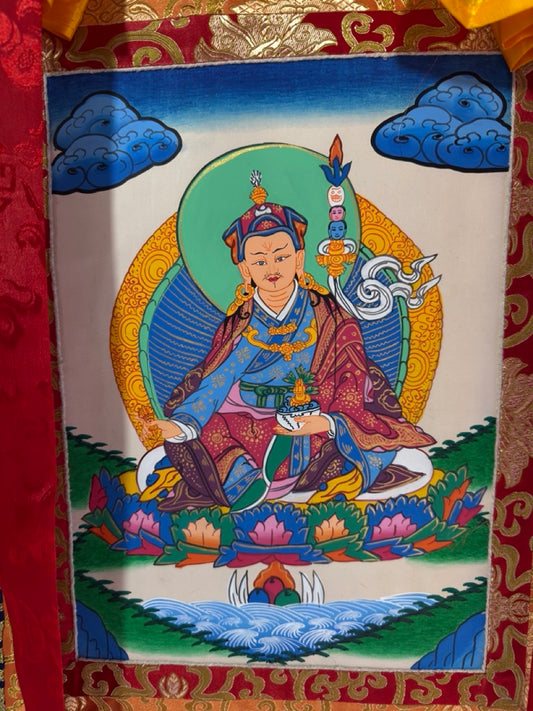 Tibetan buddhist Guru Rimpoche / padmasambhava hand painted thangka / Guru rimpoche thangka painting