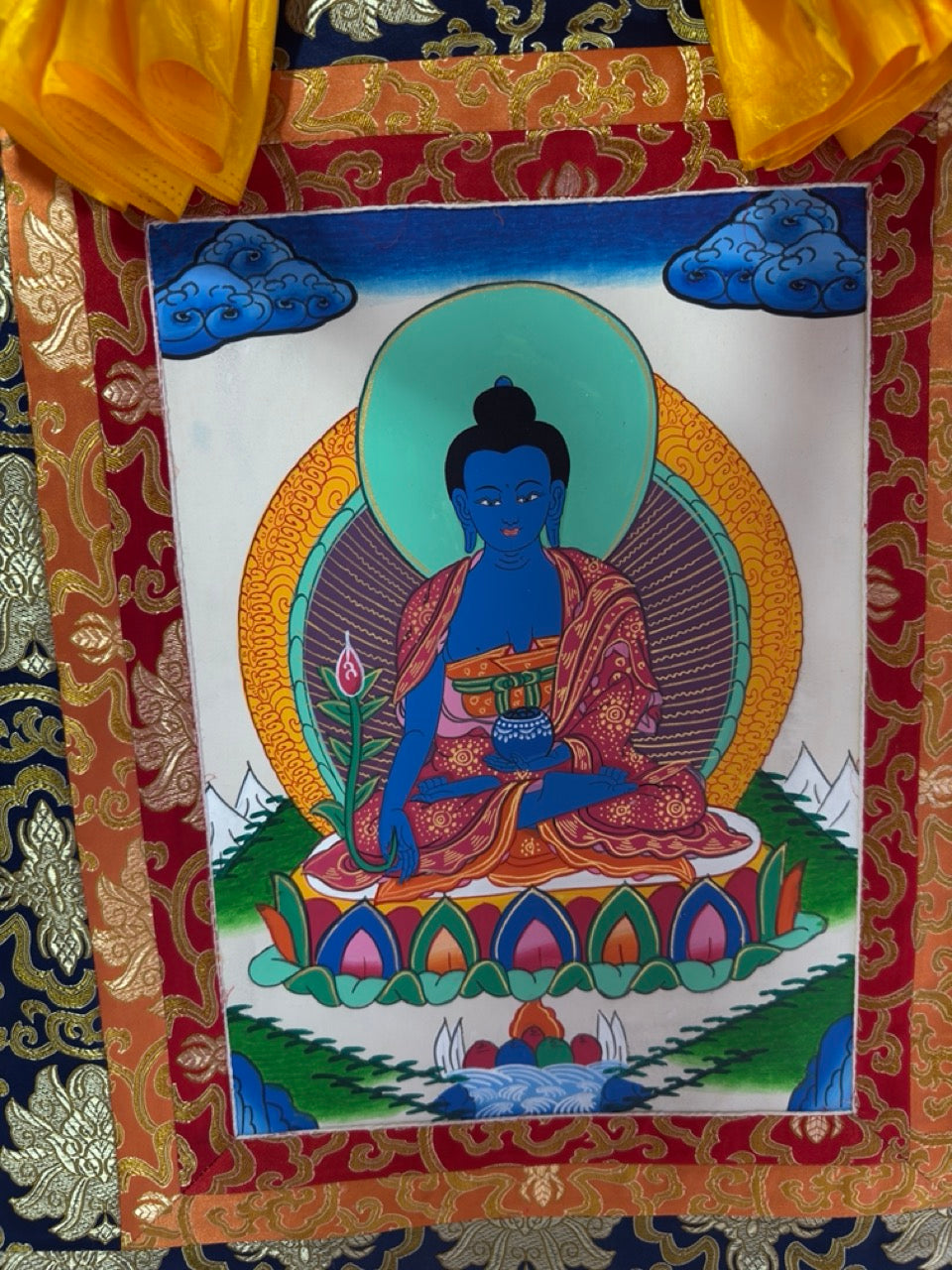 Tibetan buddhist medicine buddha hand painted thangka / medicine buddha thangka painting