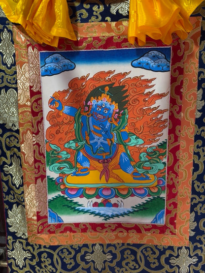 Tibetan buddhist hand painted vajrapani thangka / vajra pani thangka painting