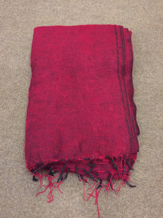 Tibetan maroon yak wool meditation shawl / monk shawl / large blanket size