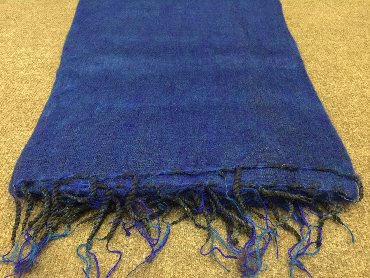 Tibetan blue yak wool meditation shawl / monk shawl / large blanket size