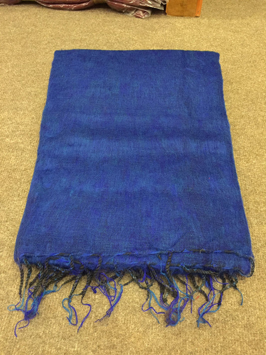 Tibetan blue yak wool meditation shawl / monk shawl / large blanket size