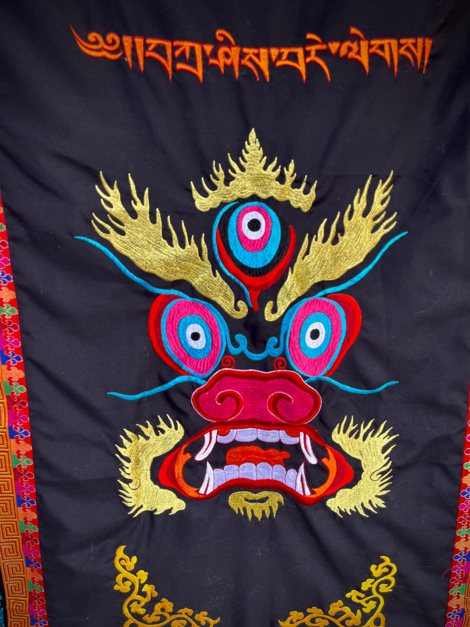 Tibetan Hand Embroidered Mahakala Door Hanging