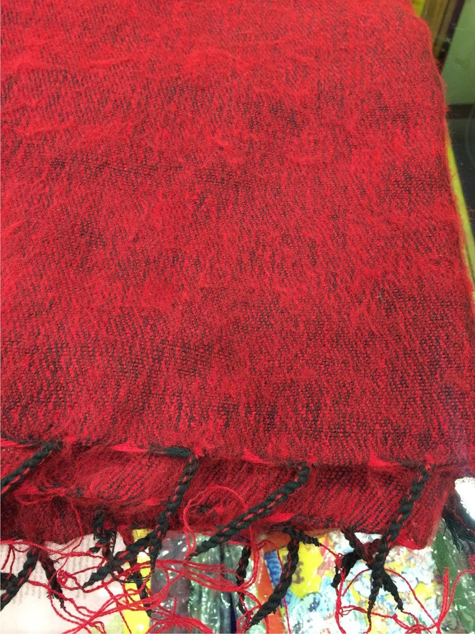 Tibetan maroon yak wool meditation shawl / monk shawl / medium size