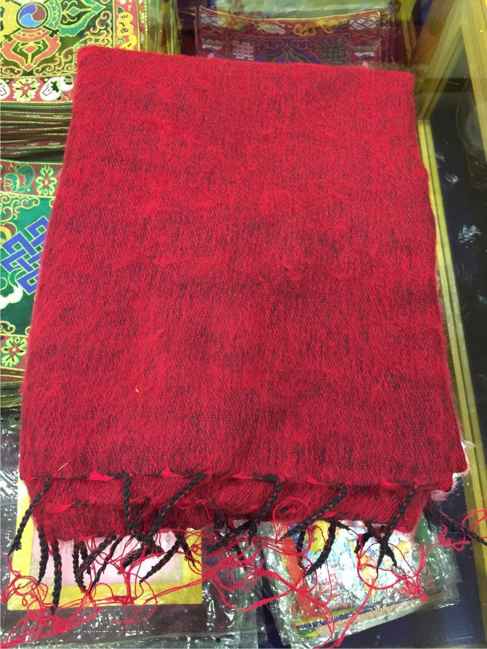 Tibetan maroon yak wool meditation shawl / monk shawl / medium size 