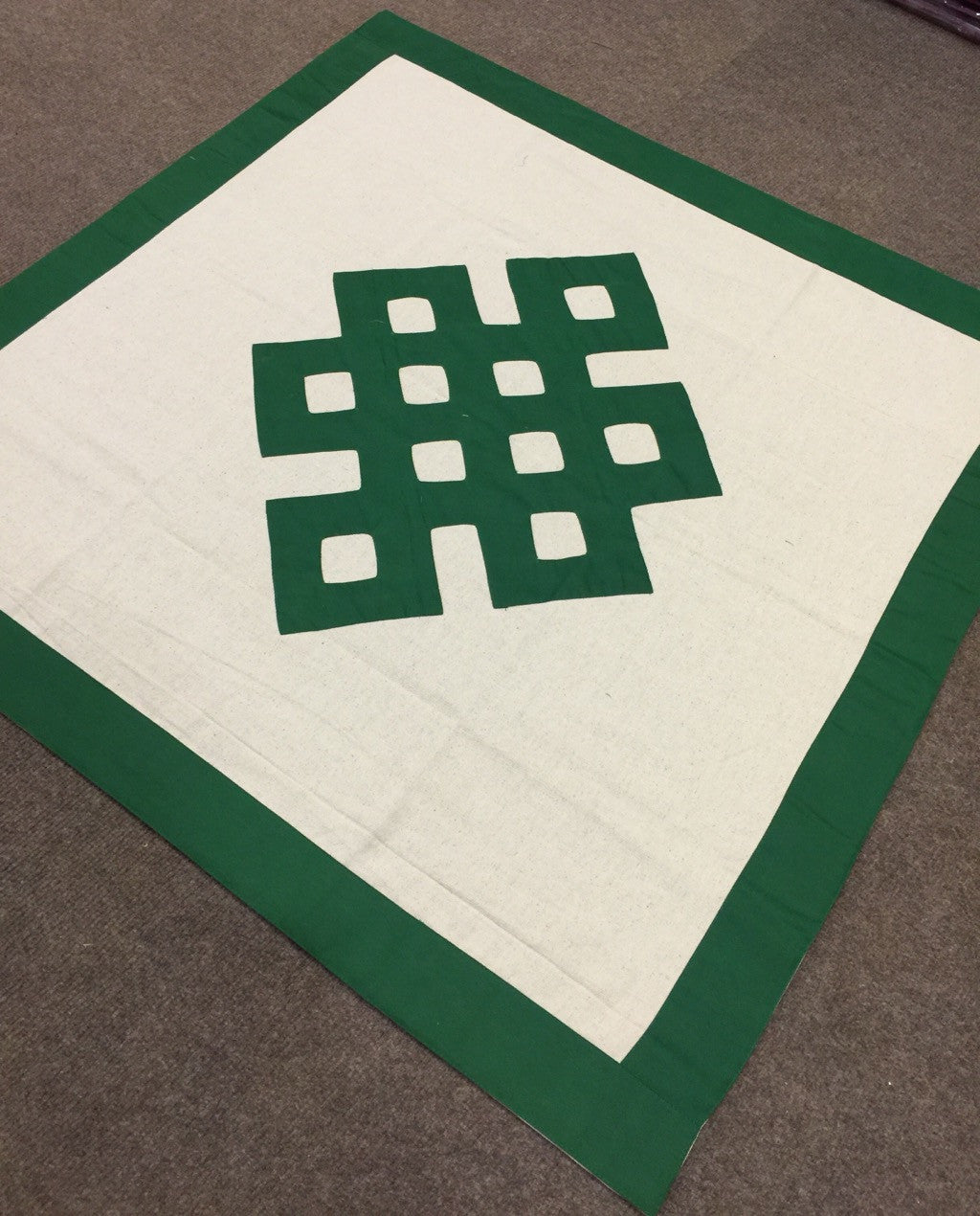 Tibetan pure cotton green endless knot table cover / altar cloth/shrine cover